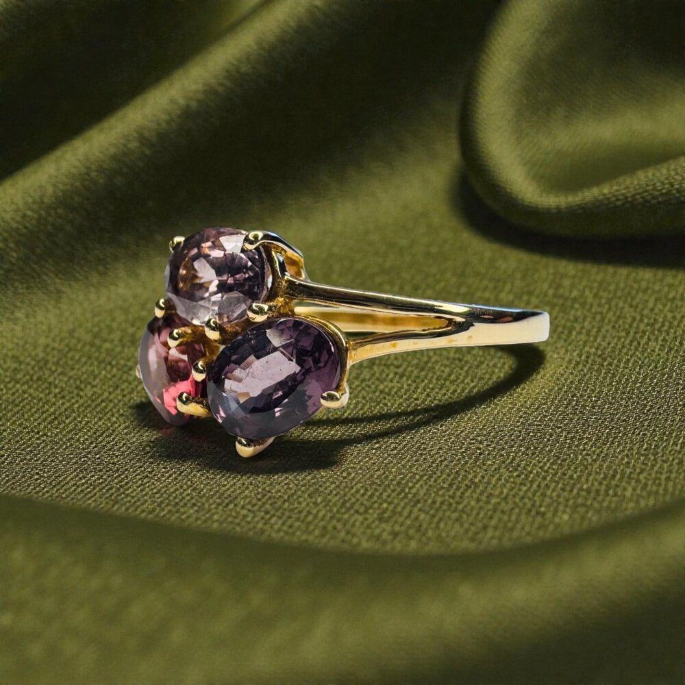 RARE- 10K Gold Natural Indian Garnet Ring -Purple Rhodolite -Size 7.25- 2.5CTTW - Picture 10 of 17